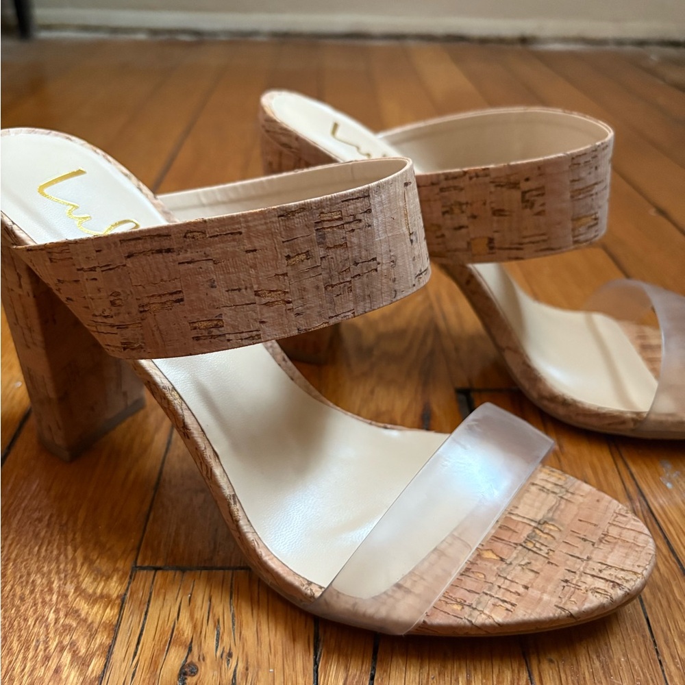 NEW Lulus Women's Cork and Clear Strap Heels